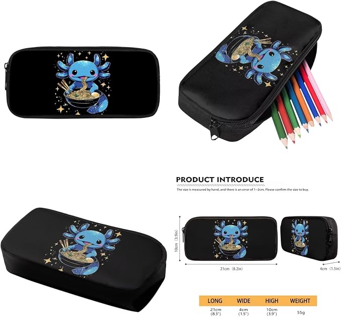 Blue Axolotl Backpack with Lunch Box Kids Girls 6-8/5-7 Ramen Elementary School Bookbag Lunchbox Pencil Case Water Bottle Holder Galaxy Anime Book Bag 4 in 1 Student Back Pack Set 1st Grade - Image 6
