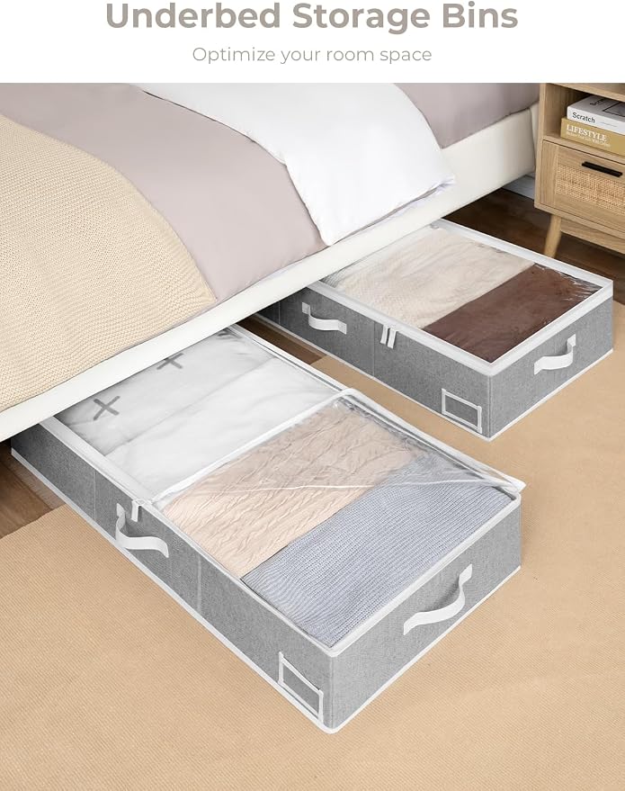 StorageWorks Extra Large Under Bed Storage Containers with Handles and Label Holder, 2 Pack Ultra-thick Fabric Underbed Bins, Closet Organizer for Clothes, Blankets, Sweater - Image 5