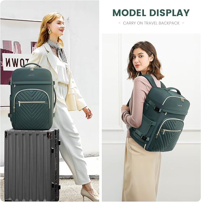 LOVEVOOK Large Travel Backpack for Women, TSA Carry on Backpack for Airplanes, 40L Personal Item Travel Bag fits 17" Laptop, Waterproof Carry on Bag Flight Approved with 4 Packing Cubes - Image 2