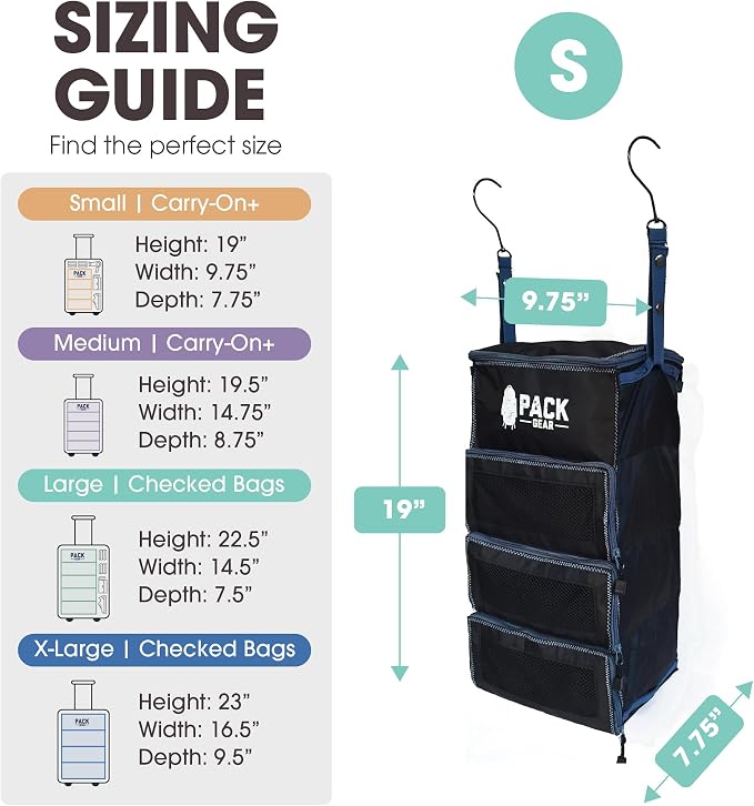 Pack Gear Hanging Carry-On Organizer - Our Standard Hanging Luggage Organizer Fits Any Carry On - Our Packing Cubes For Travel Use Mesh Windows to Make Finding Clothes Easy (Black, S) - Image 4