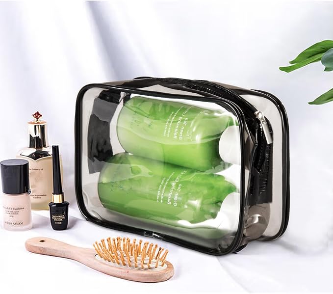 20 Packs Clear Cosmetics Bags for Women Men Waterproof Toiletry Bags PVC Makeup Bags Organizer Case with Zipper for Travel Bathroom (Black) - Image 6
