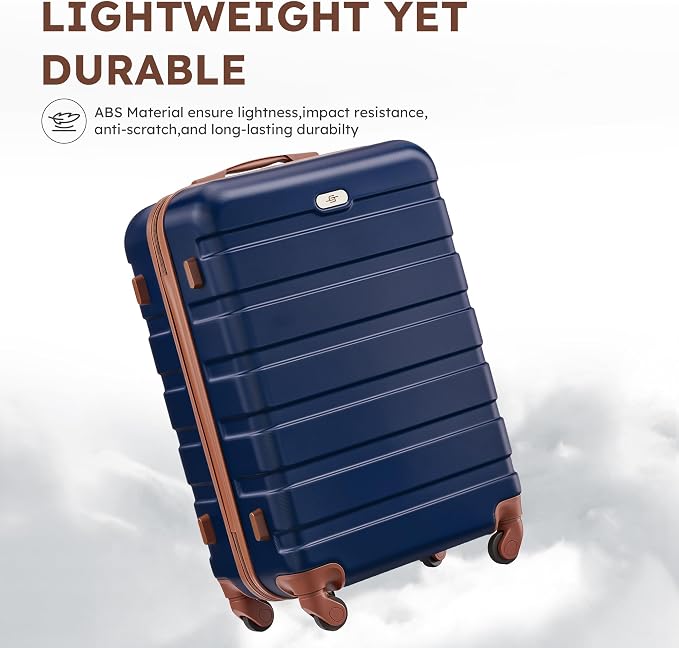 Suitour 4 Piece Luggage Sets, Hard Shell Suitcase Set with Spinner Wheels 16 20 24 28inch Travel Sets(Navy Brown) - Image 2