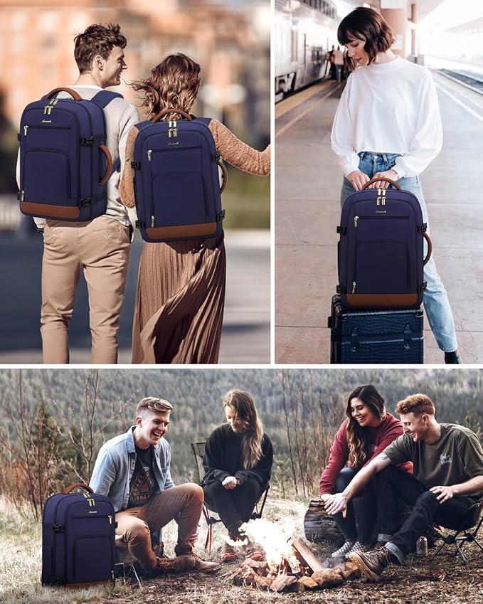 LOVEVOOK Travel Backpack For Women Flight Approved, 50L Large Carry On Backpack, Personal Item Travel Bag for Airplanes, Business 18 Inch Laptop Backpack, Weekender Overnight Daypack, With 3 Cubes - Image 8