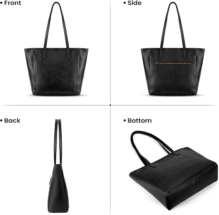 befen Vintage Genuine Leather Work Tote Bag for Women Large Tote Bag with Zipper Leather Purse and Handbags with Compartment - Image 9