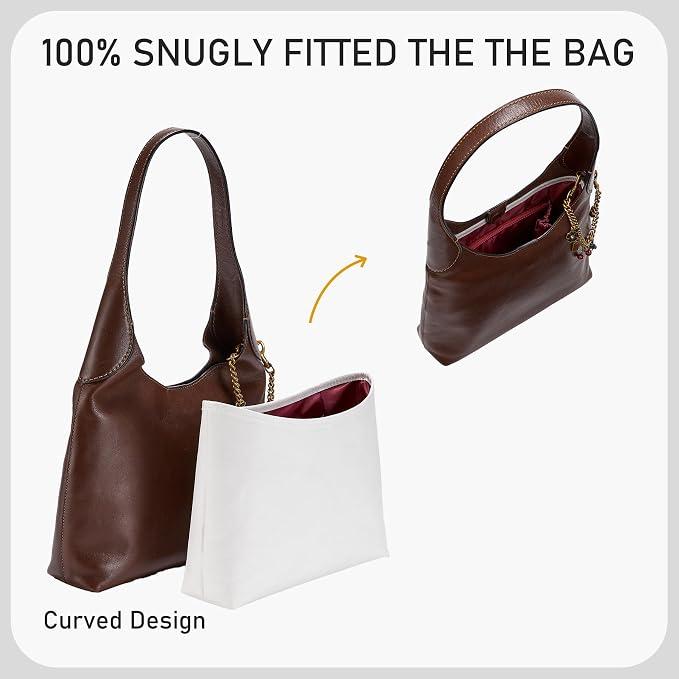 Dupont Paper Brooklyn 28 Bag Insert, Lightweight Purse Organizer for Coach Brooklyn 28 Shoulder Bags, Handbag Inner Divider Shaper with Elastic Cup Holder Smooth Zipper, White&Merlot - Image 6