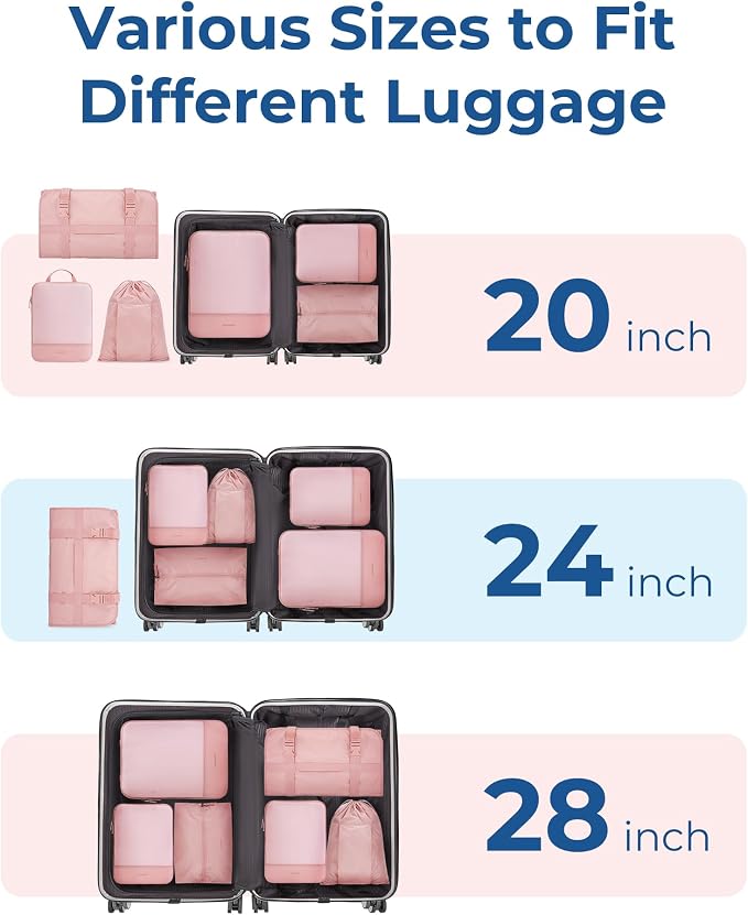 BAGSMART Hanging Compression Packing Cubes 6 Set Cruise Travel Essentials | 3-Fold Space Saving Hanging Shelves, Closet Organizers & Storage, Compressible Suitcase Organizer Bags, Machine Washable Cube - Image 4