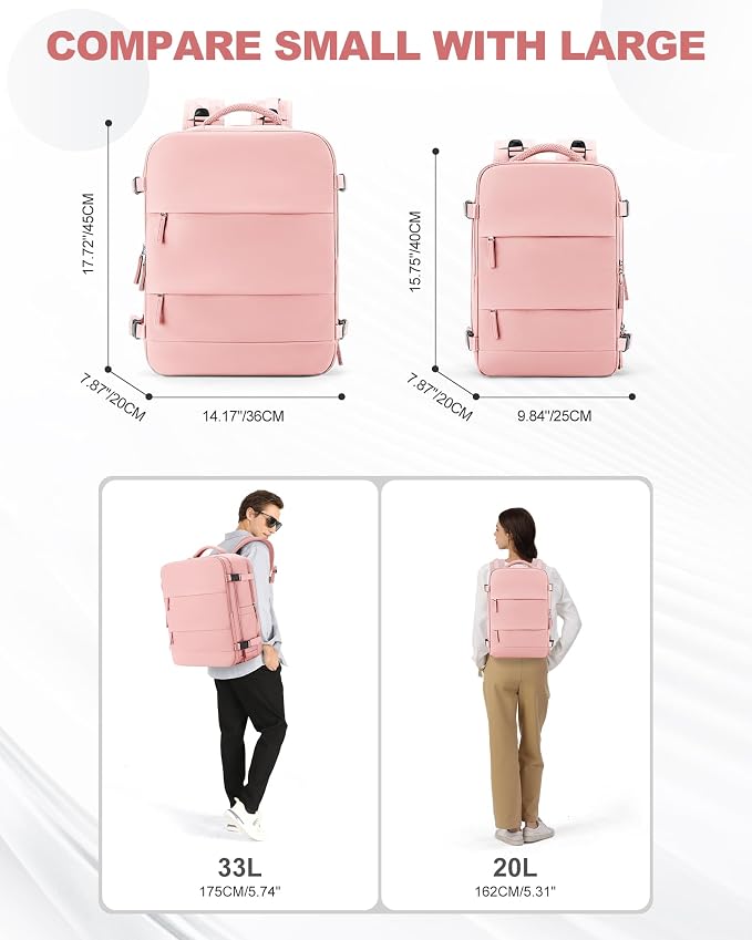 coowoz Large Travel Backpack Carry On for Women Man Gym Backpacks with Laptop Compartment Mochila de Viaje Teacher Personal Item Backpack Rucksack Airplane Accessories Must Haves Pink - Image 8