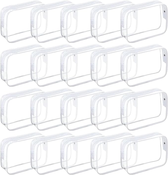 Tergy 20 Packs Clear Cosmetics Bags for Women Men Waterproof Toiletry Bags PVC Makeup Bags Organizer Case with Zipper for Travel Bathroom (White) by Tergy