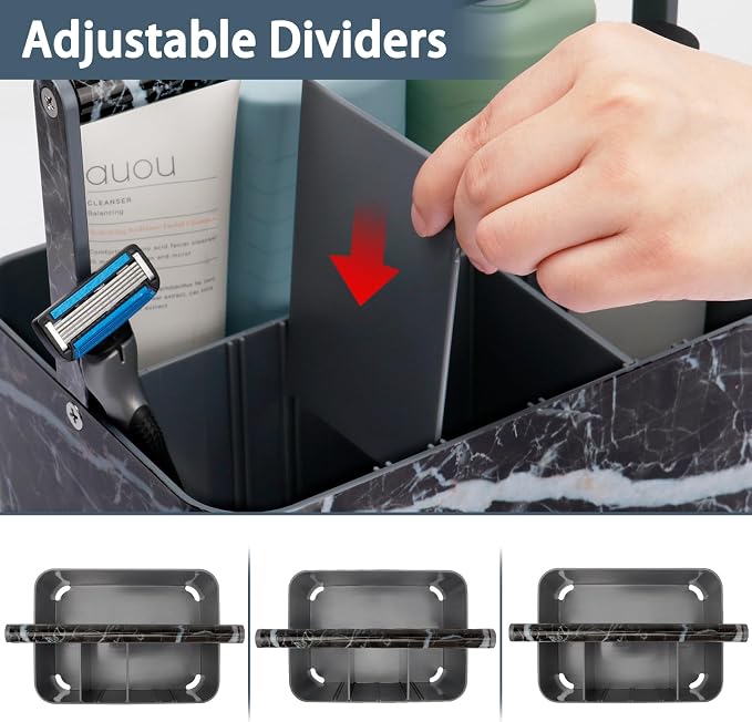 BYUNER Plastic Shower Caddy Dorm: Portable Bathroom Caddy Organizer for College with Handle and Adjustable Divider, Utility Hard Shower Basket Bin Tote for Toiletry,Shampoo,Soap,Cleaning Product - Image 4