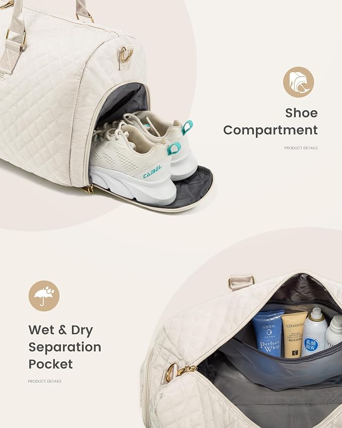 LOVEVOOK Travel Duffle Bag, Weekender Bag for Women with Toiletry Bag, Carry on Overnight Bag with Shoe Compartment, Gym Duffel Bag with Wet Pocket, Mommy Hospital Bags for Labor and Delivery - Image 4