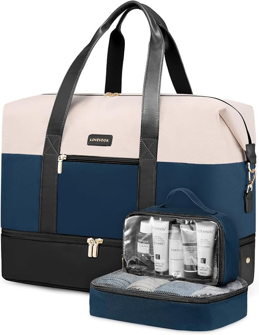 LOVEVOOK Weekender Bag for Women, Large Duffle Bag for Travel with 2 Packing Cubes, Carry on Overnight Bag with Shoe Compartment, Mom Hospital Bags for Labor and Delivery by LOVEVOOK