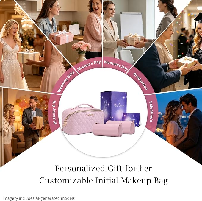 Travel Makeup Bags Cosmetic Organizer: 3Pcs Set Puffy Make up Bag for Women | Pink Premium Quilted ELEGANCE Design | Large Capacity Leather Toiletry Bags | Wide Open Compact Case for Travel Essentials - Image 8