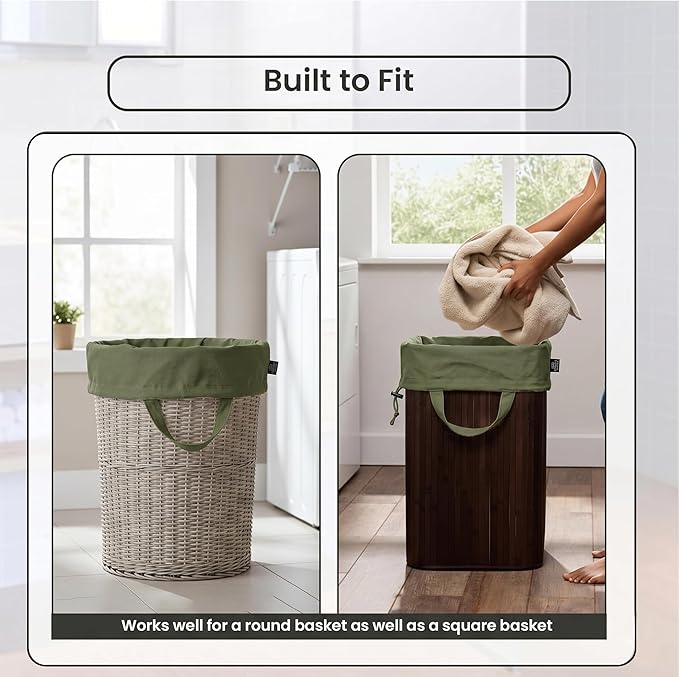 LFH Home Large Premium 1pack Cotton Rich Canvas Laundry Bag with Drawstring and Handles Heavy Duty, Multi-Use, and Washable for Home, Travel, College or Storage 28x40-Military Green - Image 4