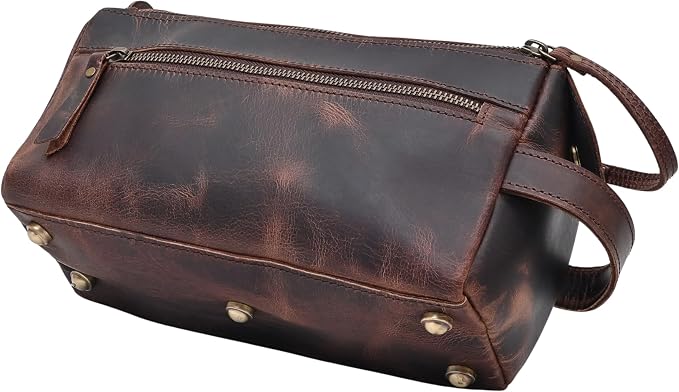 Toiletry Bag For Men Women Dopp Kit Large Cosmetic Travel Bags Toiletries Shaving Organizer Travel Kit Pouch Bag - Antique (Dark Brown) - Image 7