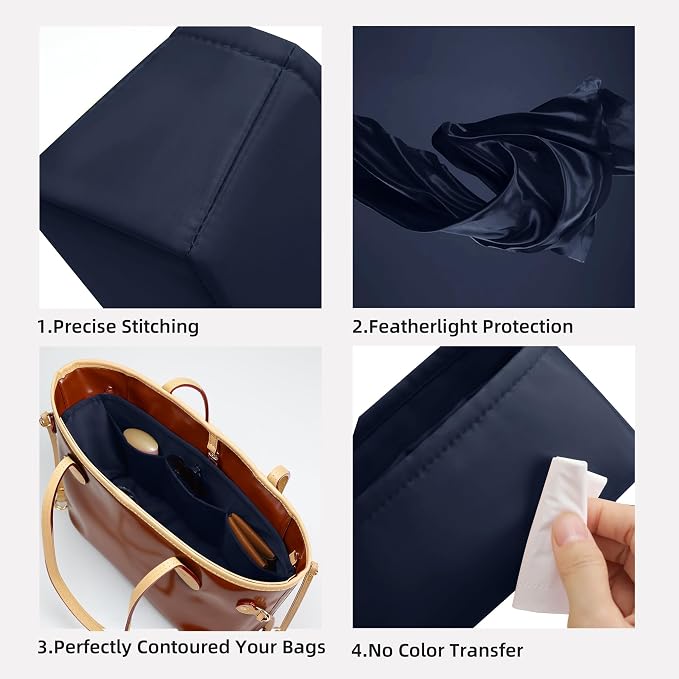 DGAZ Purse Organizer Insert Fits Neverfullbag BB/PM/MM/GM，Silk Bag Organizer，Luxury Handbag & Tote Shaper(Blue nuit,BB) - Image 3