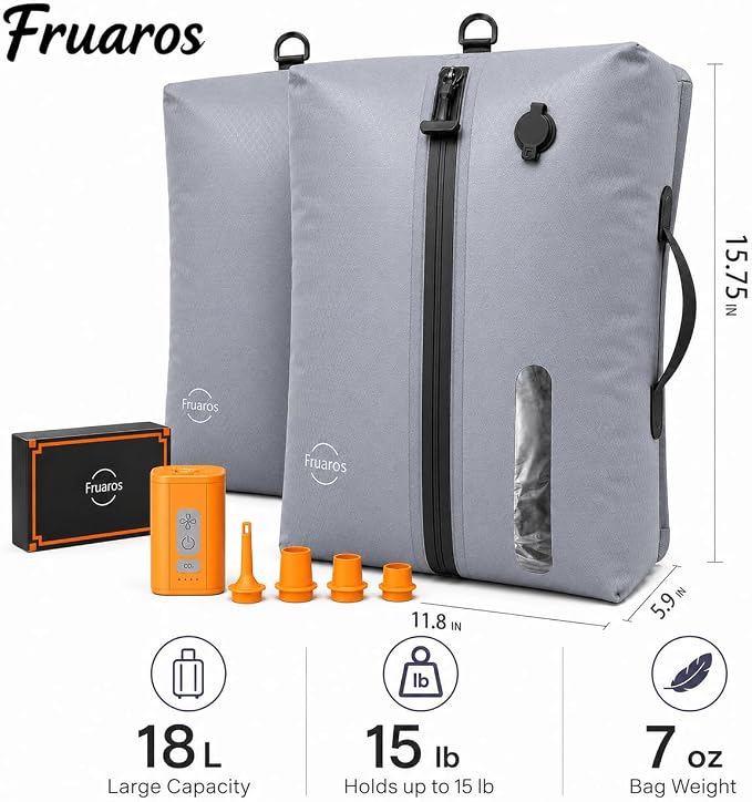 Vacuum bags for travel luggage with Wireless Pump, IP68 Waterproof, Reusable Compression Bags, Pack More in Carry-On & Checked Suitcases(2Pack+Pump) - Image 3