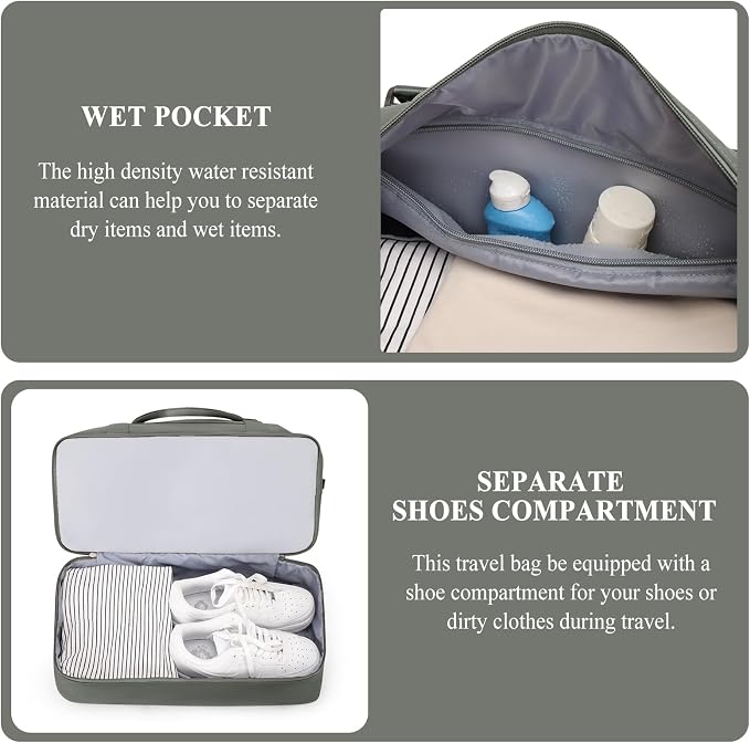 Weekender Bags for Women, Personal Item Travel Bag with Shoes Compartment | Overnight Travel Duffel Bag with Toiletry Bag, Airplane Friendly Carry-On Bag - Image 5