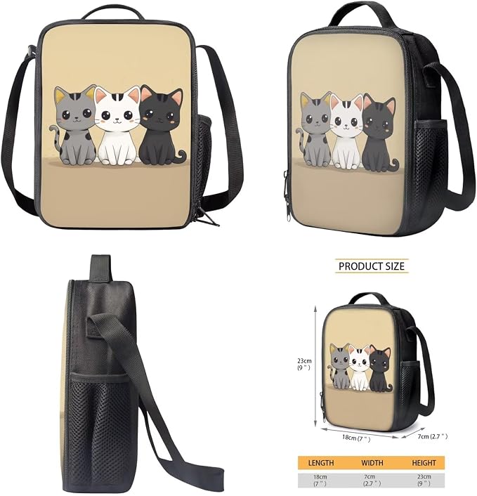 Cute Cat Backpack for Girls 8-10/10-12/12-14 with Lunch Box Middle School Bookbags for 7th Grade Gilrs Back Pack Lunchbox Set Kids Book Bag Lunchbag Student Schoolbag Pencil Case Set - Image 5
