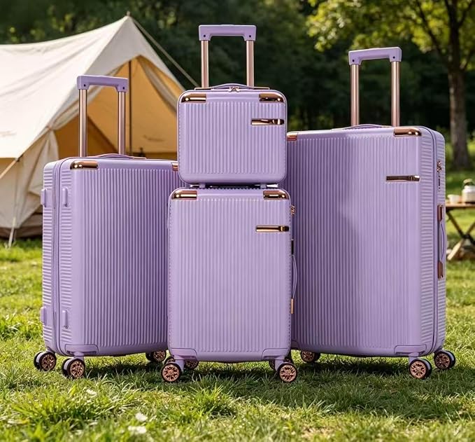 Merax Luggage Sets 4 Piece with Cosmetic Case TSA Lock, Hardside ABS Carry On Suitcase with YKK Zippers Lightweight Rolling Travel Luggage Sets with Spinner Wheels,14+20+24+28 IN,Purple - Image 4