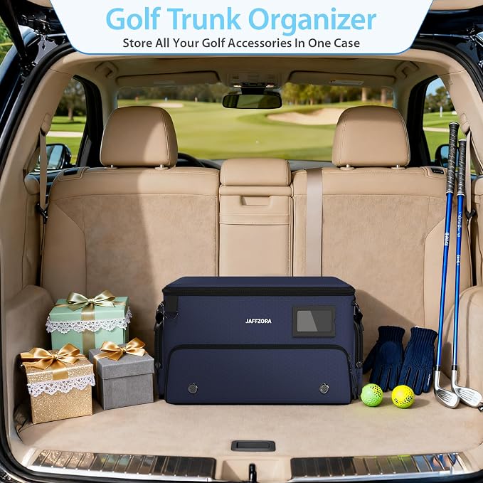 4-Layer Golf Trunk Organizer, Golfer Gifts for Men Women with Separate Ventilated Compartment for 2 Pairs Shoes, Waterproof Car Golf Locker Storage Bag for Golf Gear and Accessories,Blue - Image 7