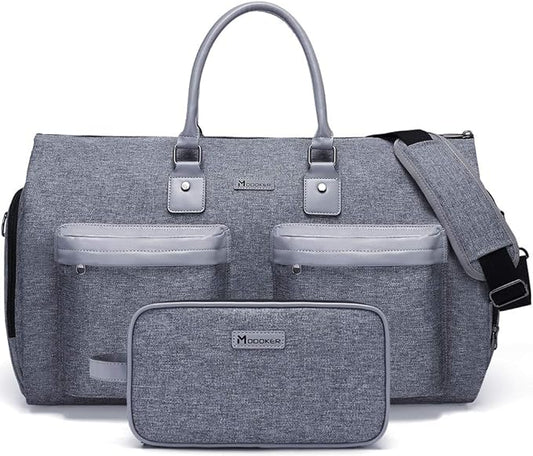 Modoker Convertible Garment Bag with Shoulder Strap, Carry on Garment Duffel Bag for Men Women - 2 in 1 Hanging Suitcase Suit Travel Bags, Grey Heather by Modoker
