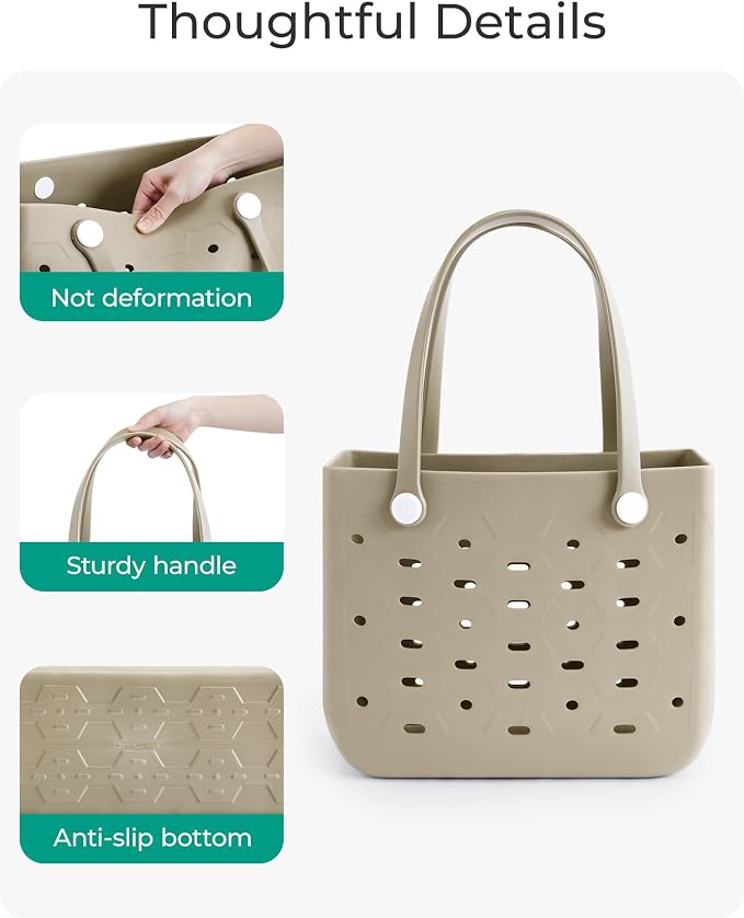 BAGSMART Beach Bag for Women, Water-resistant Rubber Tote Bag, Sandproof Vacation Essentials for Summer Swim Cruise Pool - Image 6