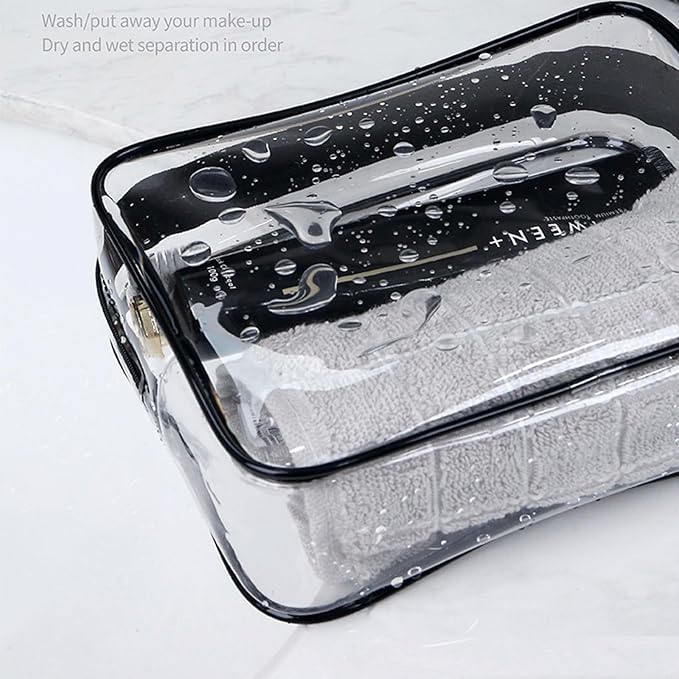 6 Packs Clear Cosmetics Bags for Women Men Waterproof Toiletry Bags PVC Makeup Bags Organizer Case with Zipper for Travel Bathroom (6 Black&White) - Image 5