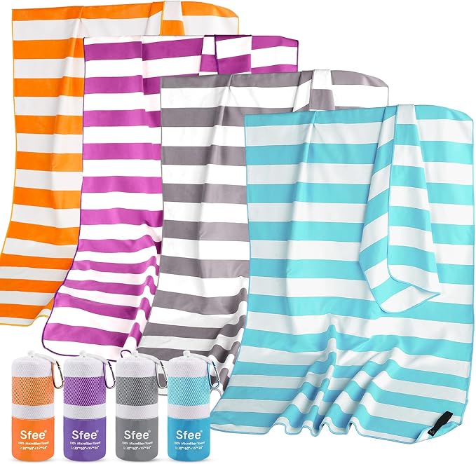 Sfee 2 in 1 Microfiber Beach Towel, Quick Dry Towel Camping Towel Travel Towel Super Absorbent Compact Lightweight Sports Gym Towels Set for Beach, Gym, Hiking, Pool, Backpacking, Bath, Yoga by Sfee