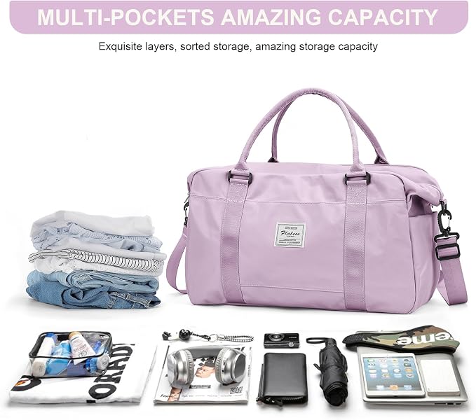 Travel Duffel Bag, Carry On Overnight Weekender Bags for Women | Travel Bag with Wet Pocket & Trolley Sleeve, For Spirit Airlines 18x14x8 Personal Item Bag - Image 2