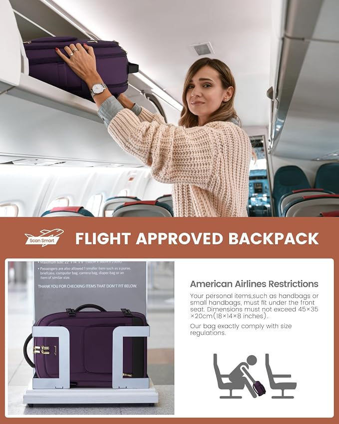 LOVEVOOK Carry On Travel Backpack For Women Flight Approved, 40L Large Personal Item Backpack Travel Bag for Airplanes, Business 17 Inch Laptop Backpack, Weekender Overnight Daypack, With 2 Cubes - Image 5