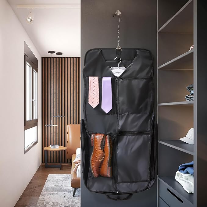 ZEGUR Premium Suit Garment Bag Carry On - Hangs 4 Suits - Travel & Business with Shoulder Strap and Laptop Compartment - Image 3