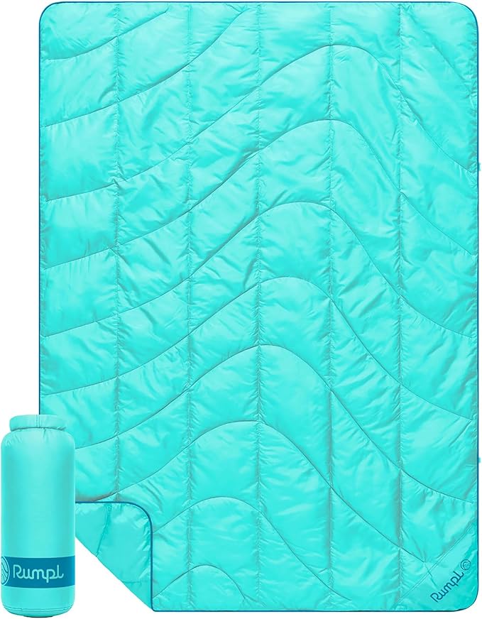 Rumpl Travel Puffy Blanket, Ultra-Packable Travel-Size Warmth and Comfort, Seafoam by Rumpl
