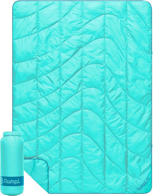 Rumpl Travel Puffy Blanket, Ultra-Packable Travel-Size Warmth and Comfort, Seafoam by Rumpl