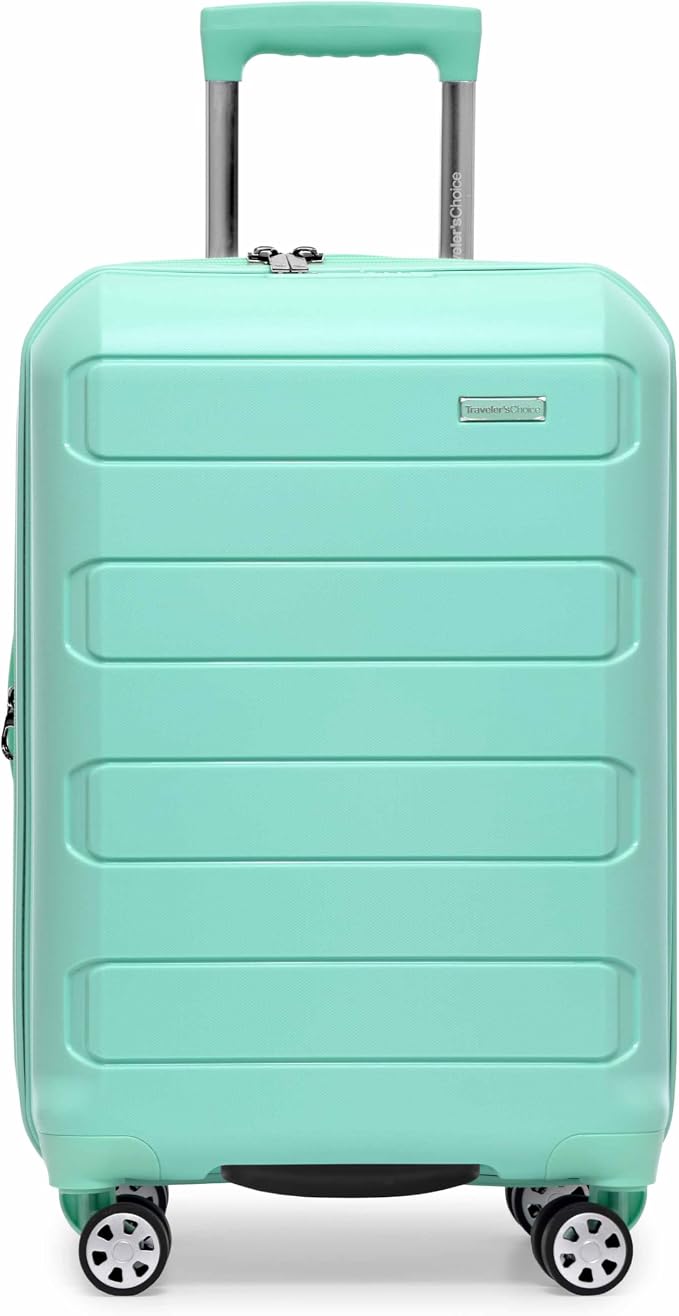 Traveler's Choice Pagosa Hardshell Expandable Luggage with Spinner Wheels, Mint, 2-Piece Set (22/27) - Image 2