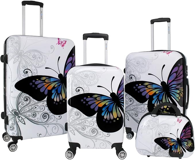 World Traveler Butterfly Luggage, 4-Piece Set by WorldTraveler