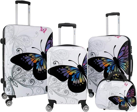 World Traveler Butterfly Luggage, 4-Piece Set by WorldTraveler