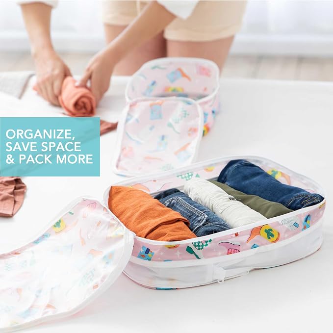 Bumkins Packing Cubes and TSA Approved Pouches for Travel Bag, Organize Luggage with Compression Bags, Essential Traveling Accessories to Pack Clothes, Toiletries Carry On Suitcase, 5-pc Cowgirl Boots - Image 3