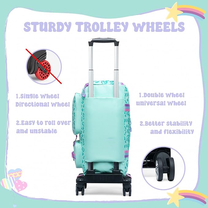 Kids Rolling Duffle Bag with Wheels for Girls - Travel Overnight Bag with Makeup and Toiletry Bag - Dance Bag for Women - Image 4