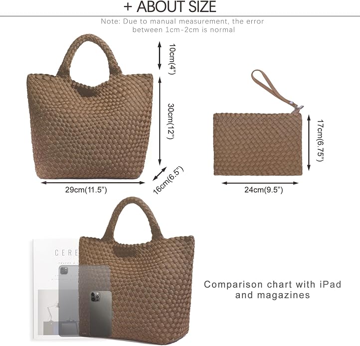 JINMANXUE Woven Hobo Bag For Women Neoprene Tote Bag Large Capacity Handbag Patchwork Handmade Casual Shoulder Bags - Image 4