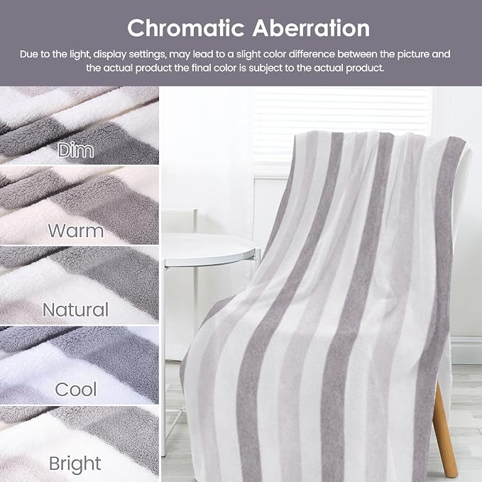 JML Microfiber Bath Towels, 30" x 60", Cabana Stripe Grey, Set of 2 | Hanging Loop,Large, Soft, Super Absorbent, Fast Drying, Perfect for Hair Wrap, Sport, Fitness, Yoga - Image 8