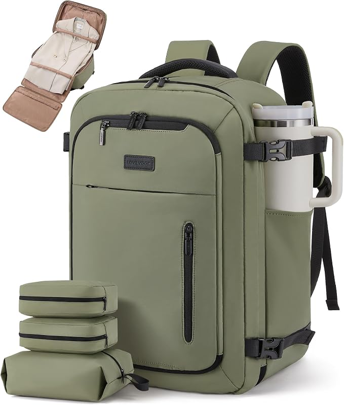 LOVEVOOK Travel Backpack for Women Men with Garment Bag, 50L Carry on Backpack as TSA Personal Item Flight Approved, Luggage Daypack Fits 17.3" Laptop, Overnight Business Weekender Travel Essential by LOVEVOOK