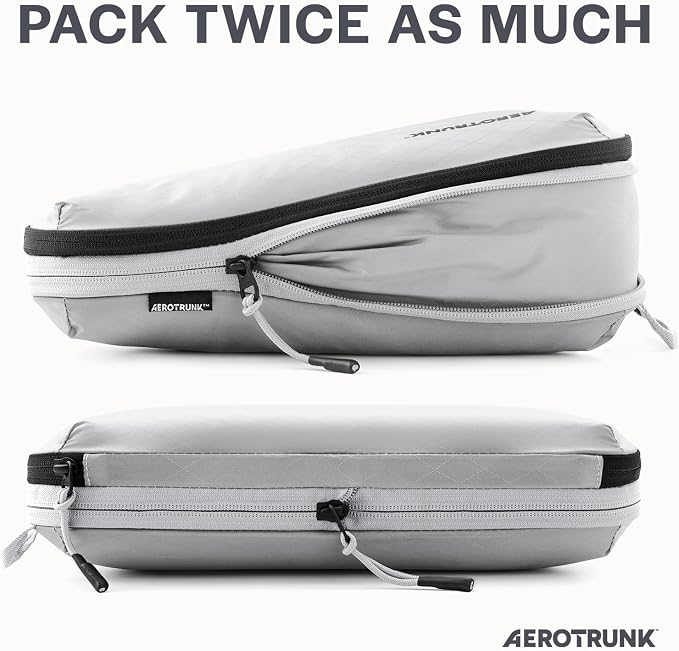 Aerotrunk Ultralight Compression Packing Cubes - Lightweight Travel Organizers for Suitcases and Luggage (3-Pack, Light Grey) - Image 2
