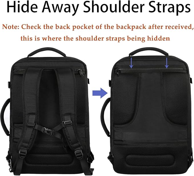 MATEIN Carry on Backpack for Airplane, Expandable Travel Bag for Travelling | Airline Approved with Hidden Shoulder Strap, Fit Overhead Bin, Water Resistant, Lightweigth Casual Daypack Bags for Men Women - Image 4