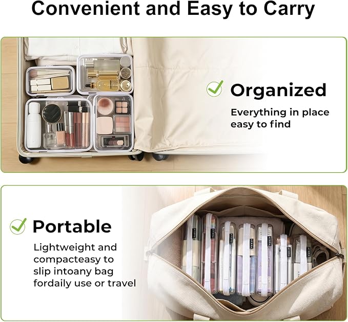 UFORU 6 Pack Clear Hard Shell Zipper Case, Diaper Bag Organizer Pouches for Travel, Heavy Duty Clear Makeup & Toiletry Bags, Hard Plastic Cosmetic Toy Organizer Pouch for Daily Essentials, Medium - Image 4