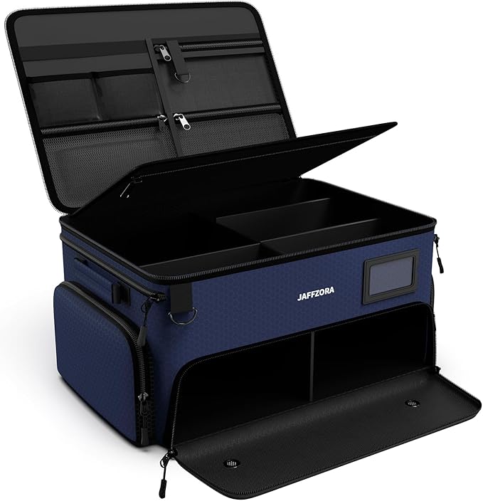 4-Layer Golf Trunk Organizer, Golfer Gifts for Men Women with Separate Ventilated Compartment for 2 Pairs Shoes, Waterproof Car Golf Locker Storage Bag for Golf Gear and Accessories,Blue by Jaffzora