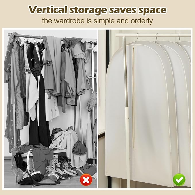 50 Inch Acid Free Cotton Muslin Suit Garment Bag Long Dress Suit Storage Box Closet Organizer for Suits, Coats, Travel Bag - Image 4