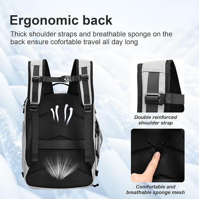 Carry On Travel Backpack Flight Approved Laptop Backpack for Women Men | Personal Item Travel Bag, Casual Weekender Daypack with Wet Pocket for Business, Hiking - Image 8