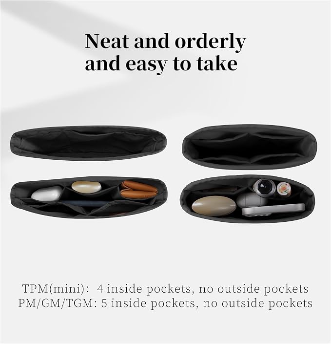 Purse Organizer Insert for Luxury Bag - Satin & Lightweight Fabric with Inside Pockets, Portable for Commute, Travel, Shopping, and Evening, Multicolor Options, Fits Evelyne 29 PM(Black, PM) - Image 7