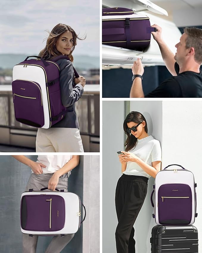 LOVEVOOK 50L Travel Backpack for Women & Men, Airline Approved Carry On Luggage with 3 Packing Cubes, TSA Overnight Bags, Waterproof Personal Item Bag, Weekender Essentials Backpacks fits 17" Laptop - Image 6