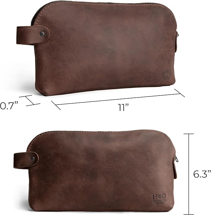 Hide & Drink, Large Rustic All Purpose Utility Bag for Cords & Chargers, Travel Bag, Multi-Purpose Bag, Full Grain Leather - Image 4